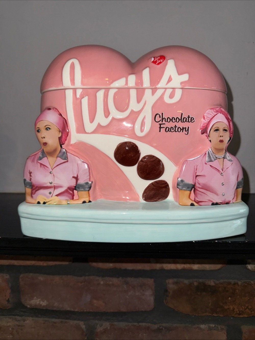Kurt Adler Lucy's Chocolate Factory Pink Ceramic Cookie Jar